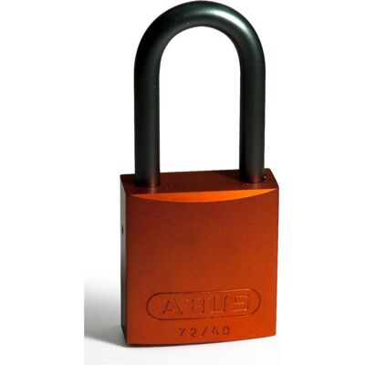 Brady, Vorhängeschloss, Aluminiumvorhängeschloss, Orange, 38mm Bügelhöhe, Bügel aus Aluminium, Bügeldurchmesser 6,5m Brady, Vorhängeschloss, Aluminiumvorhängeschloss, Orange, 38mm Bügelhöhe, Bügel aus Aluminium, Bügeldurchmesser 6,5m