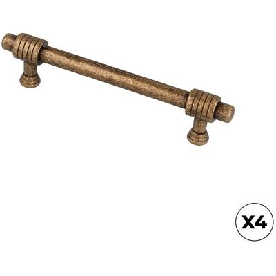REI, Möbelgriff, Furniture pull handle, model 180m, made of zamak with antique gold finish, 96 mm, blister 4 units. REI, Möbelgriff, Furniture pull handle, model 180m, made of zamak with antique gold finish, 96 mm, blister 4 units.