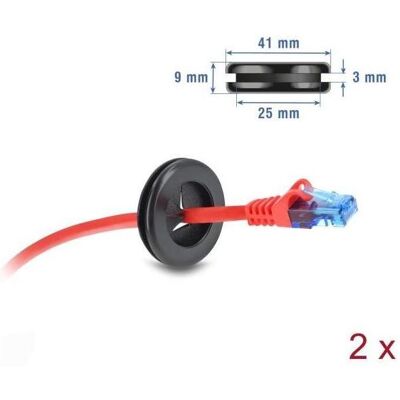 Delock, Leitungsführung Zubehör, Gummi Kabeldurchführung rund Ø 30 mm schwarz 2 Stück Delock, Leitungsführung Zubehör, Gummi Kabeldurchführung rund Ø 30 mm schwarz 2 Stück