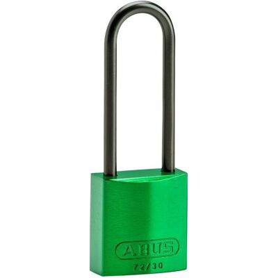 Brady, Vorhängeschloss, Kompaktes Aluminiumvorhängeschloss, Grün, 75 mm Bügelhöhe, Bügel aus Aluminium, Bügeldurchme Brady, Vorhängeschloss, Kompaktes Aluminiumvorhängeschloss, Grün, 75 mm Bügelhöhe, Bügel aus Aluminium, Bügeldurchme