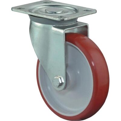 BS Rollen, Möbelrollen, Lenkrolle Rad-Ø 100 mm Tragfähigkeit 125 kg Polyurethan Platte L104xB80 mm Farbe Rolle rot BS Rollen, Möbelrollen, Lenkrolle Rad-Ø 100 mm Tragfähigkeit 125 kg Polyurethan Platte L104xB80 mm Farbe Rolle rot