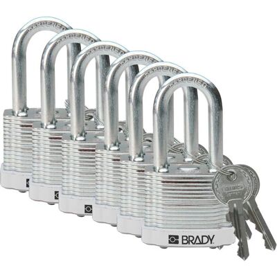 Brady, Vorhängeschloss, laminiertes Stahlvorhängeschloss, Weiss, Stahlbügel, 38 mm Bügelhöhe, Bügeldurchmesser 7 mm ( Brady, Vorhängeschloss, laminiertes Stahlvorhängeschloss, Weiss, Stahlbügel, 38 mm Bügelhöhe, Bügeldurchmesser 7 mm (