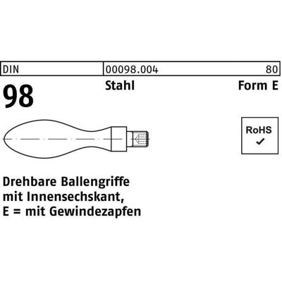 Marke M10 Ballengriff - Rechtsgängig metrisches Gewinde Marke M10 Ballengriff - Rechtsgängig metrisches Gewinde