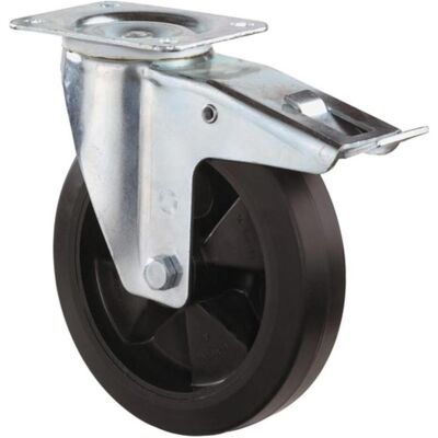 BS Rollen, Möbelrollen, Lenkrolle Rad-Ø 160 mm Tragfähigkeit 250 kg mit Totalfeststeller Vollgummi 138x109mm BS Rollen, Möbelrollen, Lenkrolle Rad-Ø 160 mm Tragfähigkeit 250 kg mit Totalfeststeller Vollgummi 138x109mm