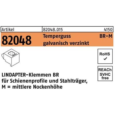 Lindapter, Zubehör Befestigungstechnik, Klemme R 82048 GTW 40 BR 20 /10,0 Temperguss galvanisch verzinkt Lindapter, Zubehör Befestigungstechnik, Klemme R 82048 GTW 40 BR 20 /10,0 Temperguss galvanisch verzinkt