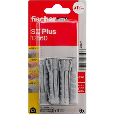 Fischer, Dübel, Dübel SX Plus 12x60 K (6 Stk.) Fischer, Dübel, Dübel SX Plus 12x60 K (6 Stk.)