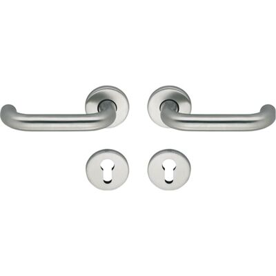 ECO Türgriff + Türgarnitur, Drückergarnitur D110/R mit Rosetten PZ, VK 9, TS 40-66 mm, Edelstahl (Türgarnitur) ECO Türgriff + Türgarnitur, Drückergarnitur D110/R mit Rosetten PZ, VK 9, TS 40-66 mm, Edelstahl (Türgarnitur)