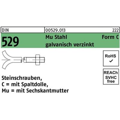 Nobrand - DIN 529 Steinschraube M30 x 320 - Stahl Nobrand - DIN 529 Steinschraube M30 x 320 - Stahl