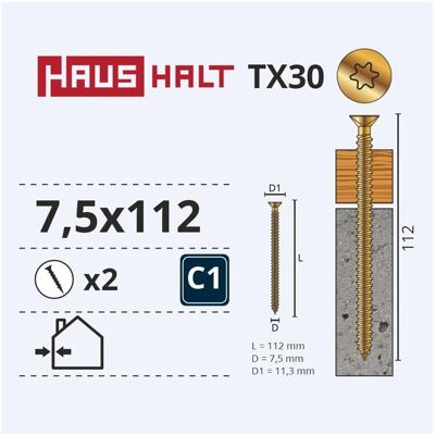 Haushalt, Schrauben, WINDOWS FRAME SCREW 7.5X112 2PCS Haushalt, Schrauben, WINDOWS FRAME SCREW 7.5X112 2PCS
