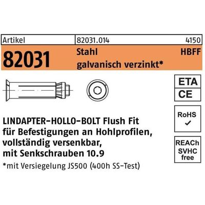 Lindapter - R 82031 HBFF 08-2 - Stahl - Hohlraumdübel Lindapter - R 82031 HBFF 08-2 - Stahl - Hohlraumdübel