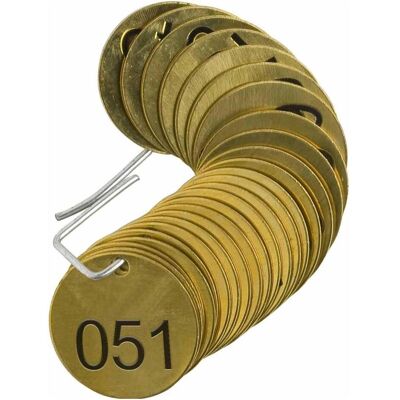Brady, Zubehör Sanitärinstallation, B-907, Ventilanhänger, geprägtes Messing, Durchmesser 38.10 mm, fortlaufende Nummerierung (5 Brady, Zubehör Sanitärinstallation, B-907, Ventilanhänger, geprägtes Messing, Durchmesser 38.10 mm, fortlaufende Nummerierung (5
