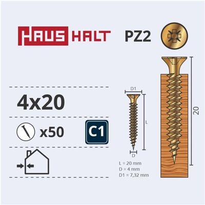 Haushalt, Dübel, CHIPBOARD SCREW 4.0X20 YLW ZP 50PCS G1 (50 Stk.) Haushalt, Dübel, CHIPBOARD SCREW 4.0X20 YLW ZP 50PCS G1 (50 Stk.)