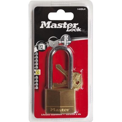 Master Lock, Vorhängeschloss, breites Vorhngeschloss aus Massivmessing mit langem Bgel Master Lock, Vorhängeschloss, breites Vorhngeschloss aus Massivmessing mit langem Bgel