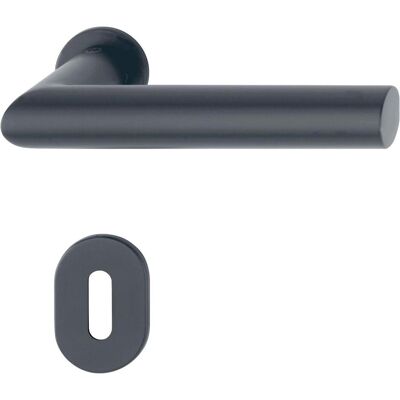 Hoppe, Türgriff + Türgarnitur, Drückergarnitur Amsterdam, Türgriff mit Rosette oval BB, Edelstahl schwarz Hoppe, Türgriff + Türgarnitur, Drückergarnitur Amsterdam, Türgriff mit Rosette oval BB, Edelstahl schwarz