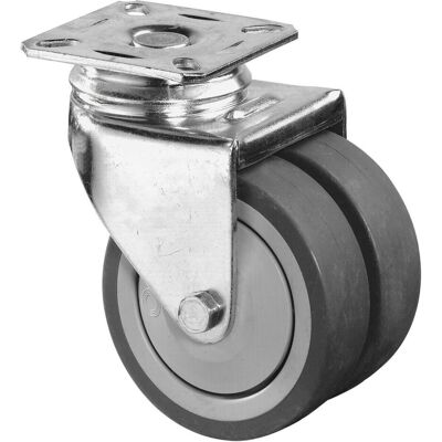 BS Rollen, Möbelrollen, Doppel-Lenkrolle 75 mm 80 kg ohne Feststeller Gummi grau 77 x 67 mm BS Rollen, Möbelrollen, Doppel-Lenkrolle 75 mm 80 kg ohne Feststeller Gummi grau 77 x 67 mm