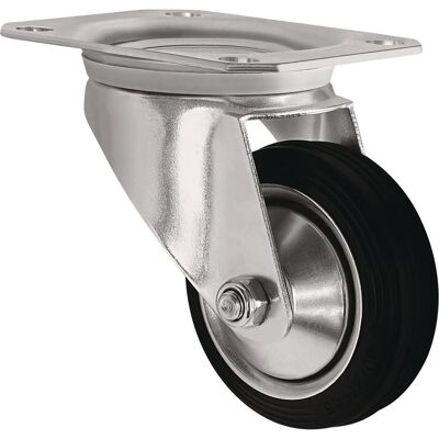 Tecwerk, Möbelrollen, Lenkrolle Rad-Ø 100 mm Tragfähigkeit 75 kg Vollgummi Platte L105xB80 mm Tecwerk, Möbelrollen, Lenkrolle Rad-Ø 100 mm Tragfähigkeit 75 kg Vollgummi Platte L105xB80 mm
