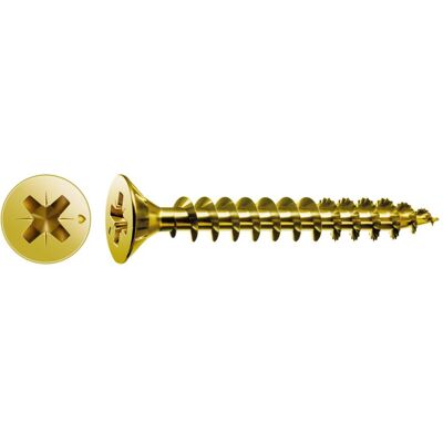 Spax, Schrauben, Senkkopf Bremsrippen Kreuzschlitz Z1 Vollgewinde Yellox (1000 Schrauben pro Stück, 2.5 x 10 mm) Spax, Schrauben, Senkkopf Bremsrippen Kreuzschlitz Z1 Vollgewinde Yellox (1000 Schrauben pro Stück, 2.5 x 10 mm)