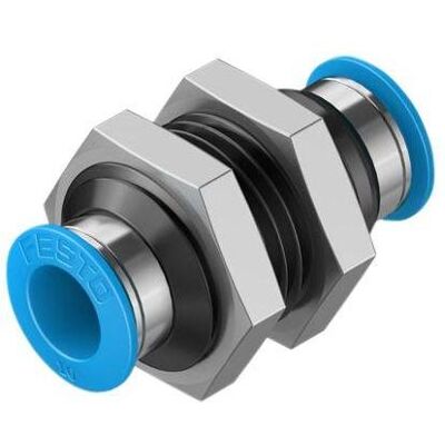Festo, Zubehör Befestigungstechnik, Push-in Bulkhead Connector, 10mm Festo, Zubehör Befestigungstechnik, Push-in Bulkhead Connector, 10mm