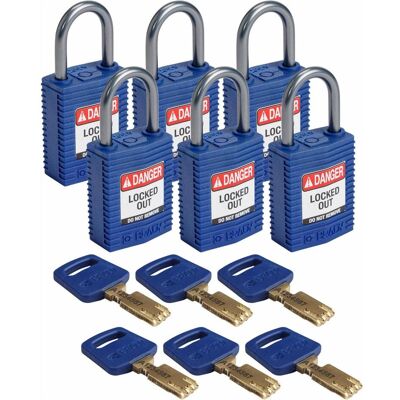 Brady, Vorhängeschloss, Safekey Kompaktes Nylon-Sicherheitsschloss mit Aluminiumbügel, Blau, 25 mm Bügelhöhe, 4.7 mm Brady, Vorhängeschloss, Safekey Kompaktes Nylon-Sicherheitsschloss mit Aluminiumbügel, Blau, 25 mm Bügelhöhe, 4.7 mm