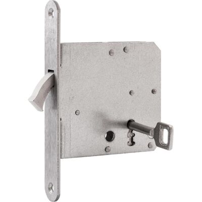 Assa Abloy, Türschloss + Schliesszylinder, Schiebetürschloss m. vernickeltem Bogenriegel, BB, DM 55, Stulp rund, Edelstahl Assa Abloy, Türschloss + Schliesszylinder, Schiebetürschloss m. vernickeltem Bogenriegel, BB, DM 55, Stulp rund, Edelstahl