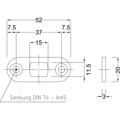 BMH, Türgriff + Türgarnitur, Stangenschliessblech 1143, 52 x 20 x 3 mm rund, Stahl verzinkt (Türgriff) BMH, Türgriff + Türgarnitur, Stangenschliessblech 1143, 52 x 20 x 3 mm rund, Stahl verzinkt (Türgriff)