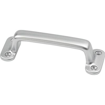 Hermeta, Möbelgriff, Handgriff Ausladung 22 mm Länge 110 mm Breite 36 mm Aluminiumguss silberfarbig eloxiert Anzahl Lö... Hermeta, Möbelgriff, Handgriff Ausladung 22 mm Länge 110 mm Breite 36 mm Aluminiumguss silberfarbig eloxiert Anzahl Lö...