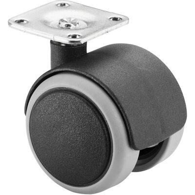 BS Rollen, Möbelrollen, Kunststoffdoppelrolle Rad-Ø 50 mm Tragfähigkeit 50 kg mit Anschraubplatte Polyamid BS Rollen, Möbelrollen, Kunststoffdoppelrolle Rad-Ø 50 mm Tragfähigkeit 50 kg mit Anschraubplatte Polyamid