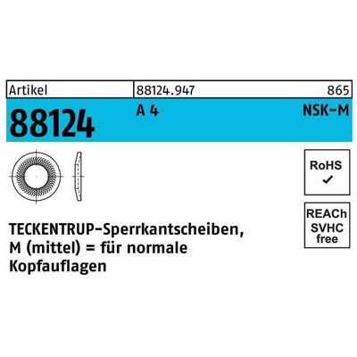 Teckentrup, Muttern + Unterlegscheiben, Sperrkantscheibe R 88124 NSK-M 4 A 4 Teckentrup, Muttern + Unterlegscheiben, Sperrkantscheibe R 88124 NSK-M 4 A 4