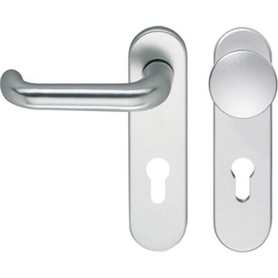 ECO Türgriff + Türgarnitur, Wechselgarnitur D 110/KS Kurzschild PZ 72, TS 40-66mm, silber eloxiert (Türschildgarnitur) ECO Türgriff + Türgarnitur, Wechselgarnitur D 110/KS Kurzschild PZ 72, TS 40-66mm, silber eloxiert (Türschildgarnitur)