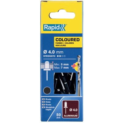 Rapid, Nieten, Dunkelgraue Blindniete Ø 4,0 x 10 mm Rapid, Nieten, Dunkelgraue Blindniete Ø 4,0 x 10 mm