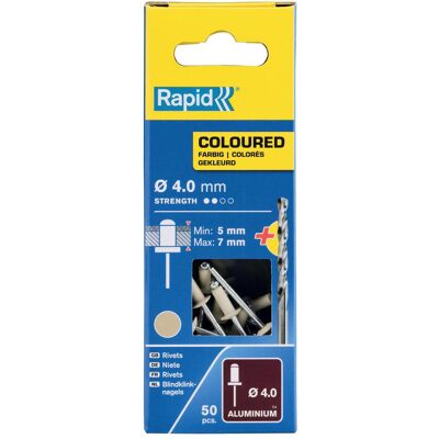 Rapid, Nieten, Cremeweisse Blindniete Ø 4,0 x 10 mm Rapid, Nieten, Cremeweisse Blindniete Ø 4,0 x 10 mm