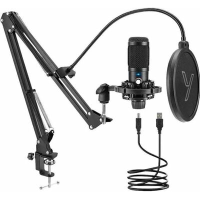 Yenkee YMC 1031 STREAMER 2.0 schwarz / Tisch-Kondensatormikrofon mit Galgen / USB, Mikrofon Yenkee YMC 1031 STREAMER 2.0 schwarz / Tisch-Kondensatormikrofon mit Galgen / USB, Mikrofon
