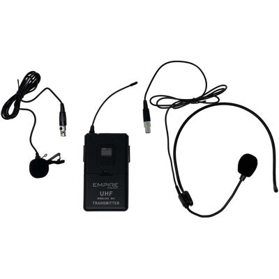 Empire kabelloses UHF-Mikrofon - Automatische Konfiguration mit Headset & Nackengurt Empire kabelloses UHF-Mikrofon - Automatische Konfiguration mit Headset & Nackengurt