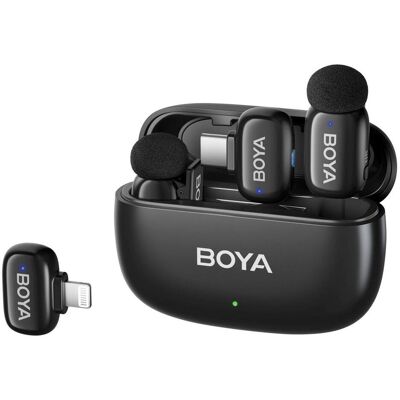 Boya Mini 2-01 (Black) 1x RX USB-C + 1x RX Lightning + 2x TX, Mikrofon Boya Mini 2-01 (Black) 1x RX USB-C + 1x RX Lightning + 2x TX, Mikrofon