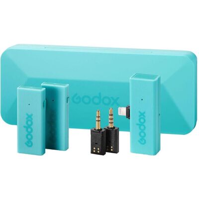 Godox MoveLink Mini Lightning Kit 2 2,4 GHz 1 Empfänger und 2 Transmitter blau (Neuheit), Mikrofon Godox MoveLink Mini Lightning Kit 2 2,4 GHz 1 Empfänger und 2 Transmitter blau (Neuheit), Mikrofon