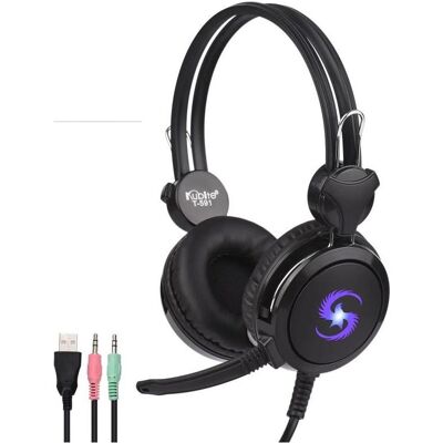 NoName T-591 Gaming-Headset, 40 m, Treiber, 1,8 m Kabel, 2 x 3,5 mm Audio/Mikrofon + USB, Schwarz (Kabelgebunden), Gaming Headset, Schwarz NoName T-591 Gaming-Headset, 40 m, Treiber, 1,8 m Kabel, 2 x 3,5 mm Audio/Mikrofon + USB, Schwarz (Kabelgebunden), Gaming Headset, Schwarz
