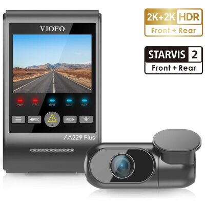 Viofo A229 Plus 2CH (Beschleunigungssensor, Bluetooth, Eingebautes Display, Eingebautes Mikrofon, GPS-Empfänger, Nachtsicht, WLAN, 2K), Dashcam, Schwarz Viofo A229 Plus 2CH (Beschleunigungssensor, Bluetooth, Eingebautes Display, Eingebautes Mikrofon, GPS-Empfänger, Nachtsicht, WLAN, 2K), Dashcam, Schwarz