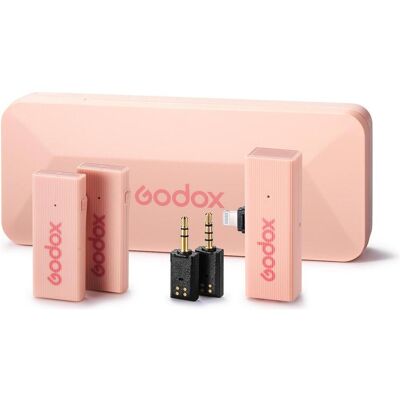 Godox MoveLink Mini Lightning Kit 2 2,4 GHz 1 Empfänger und 2 Transmitter rosa (Neuheit), Mikrofon Godox MoveLink Mini Lightning Kit 2 2,4 GHz 1 Empfänger und 2 Transmitter rosa (Neuheit), Mikrofon