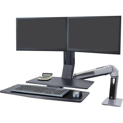 Ergotron WorkFit-A, Dual, mit Arbeitsfläche+ (Tisch, 24", 11.30 kg), Monitor Halterung, Schwarz, Silber Ergotron WorkFit-A, Dual, mit Arbeitsfläche+ (Tisch, 24", 11.30 kg), Monitor Halterung, Schwarz, Silber