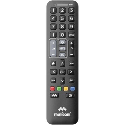 Meliconi Control 2+ IR Wireless TV-Fernbedienung, Set-Top-Box TV-Tasten (Infrarot), Fernbedienung, Schwarz Meliconi Control 2+ IR Wireless TV-Fernbedienung, Set-Top-Box TV-Tasten (Infrarot), Fernbedienung, Schwarz