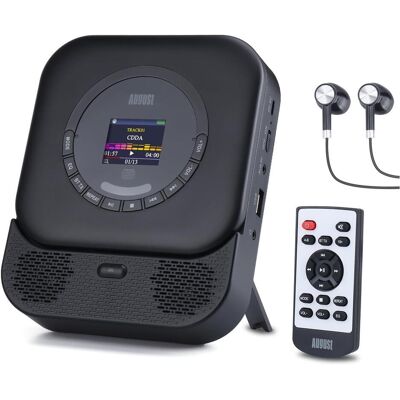 August Tragbarer Bluetooth CD-Player mit Lautsprecher, MP3 Player + Portable Audiogeräte, Schwarz August Tragbarer Bluetooth CD-Player mit Lautsprecher, MP3 Player + Portable Audiogeräte, Schwarz