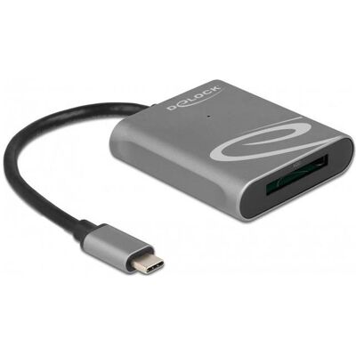 Delock USB Typ-C zu XQD 2.0 (USB-C), Speicherkartenlesegerät, Grau, Schwarz Delock USB Typ-C zu XQD 2.0 (USB-C), Speicherkartenlesegerät, Grau, Schwarz