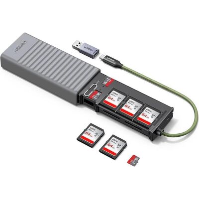 Ugreen Multi-Function Card Reader Case (USB-C), Speicherkartenlesegerät, Grau, Silber Ugreen Multi-Function Card Reader Case (USB-C), Speicherkartenlesegerät, Grau, Silber