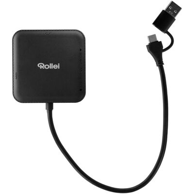 Rollei 4-in-1 Kartenlesegerät SD, CF, MS & microSD (USB 3.0), Speicherkartenlesegerät, Schwarz Rollei 4-in-1 Kartenlesegerät SD, CF, MS & microSD (USB 3.0), Speicherkartenlesegerät, Schwarz