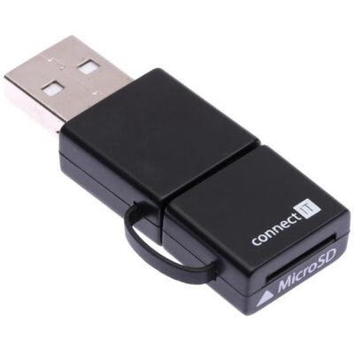 Connect IT CI-396 (Micro USB, USB 2.0), Speicherkartenlesegerät, Schwarz Connect IT CI-396 (Micro USB, USB 2.0), Speicherkartenlesegerät, Schwarz