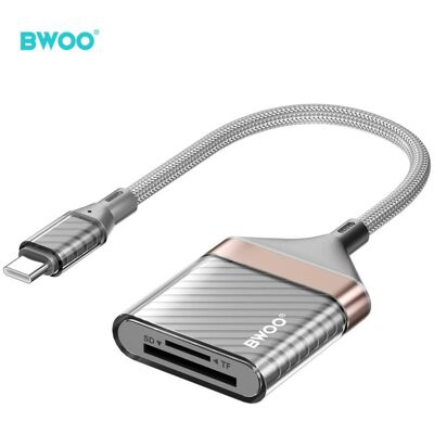 Bwoo Adapter Type C to SD card / TF Card BZ64 (USB-C), Speicherkartenlesegerät, Grau Bwoo Adapter Type C to SD card / TF Card BZ64 (USB-C), Speicherkartenlesegerät, Grau