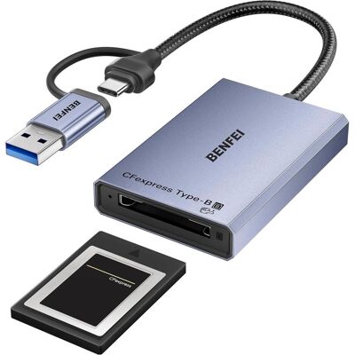 Benfei card reader USB-C USB-A 3.2 Gen 2 for CFexpress Type B 10Gbps gray (USB 3.2 Gen 2), Speicherkartenlesegerät, Grau Benfei card reader USB-C USB-A 3.2 Gen 2 for CFexpress Type B 10Gbps gray (USB 3.2 Gen 2), Speicherkartenlesegerät, Grau
