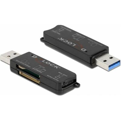 Delock SuperSpeed USB Card Reader für SD / Micro SD / MS Speicherkarten (USB-C 3.2 Gen 1), Speicherkartenlesegerät, Schwarz Delock SuperSpeed USB Card Reader für SD / Micro SD / MS Speicherkarten (USB-C 3.2 Gen 1), Speicherkartenlesegerät, Schwarz