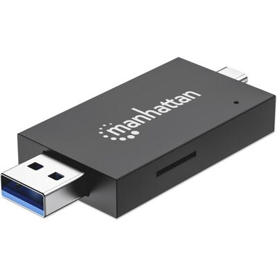 Manhattan USB 3.0 Typ-C / Typ-A Kombo-Kartenlesegerät / Multi-Card Reader / Writer, Speicherkartenlesegerät, Transparent, Schwarz Manhattan USB 3.0 Typ-C / Typ-A Kombo-Kartenlesegerät / Multi-Card Reader / Writer, Speicherkartenlesegerät, Transparent, Schwarz