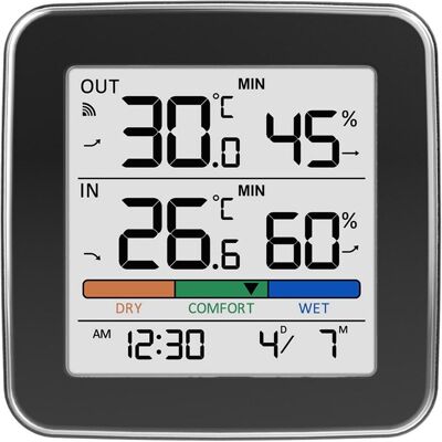 Greenblue Funk-Wetterstation, Temperatur + Luftfeuchtigkeit IN/OUT GB169 B, Wetterstation, Schwarz Greenblue Funk-Wetterstation, Temperatur + Luftfeuchtigkeit IN/OUT GB169 B, Wetterstation, Schwarz